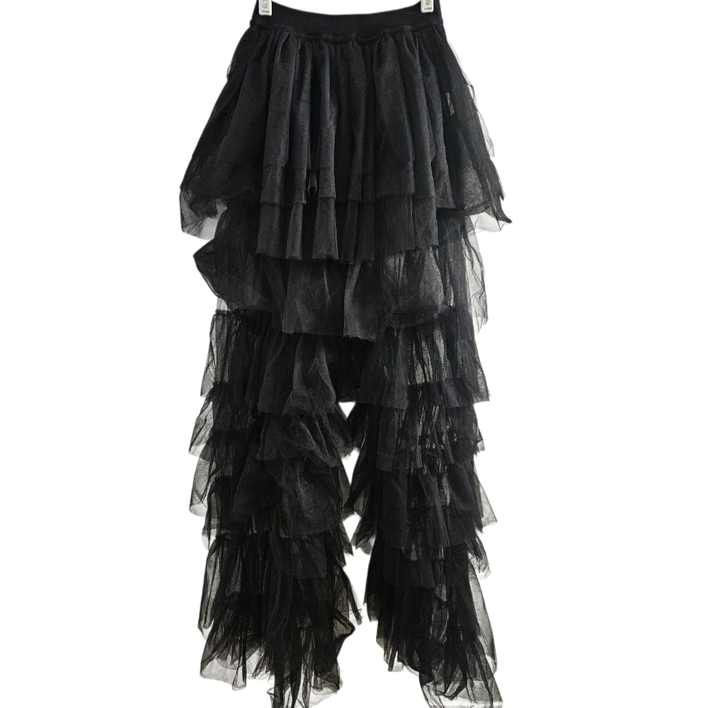 Hot & Delicious Black Sheer Tulle Layered Pants Elegant Flowy Statement Piece